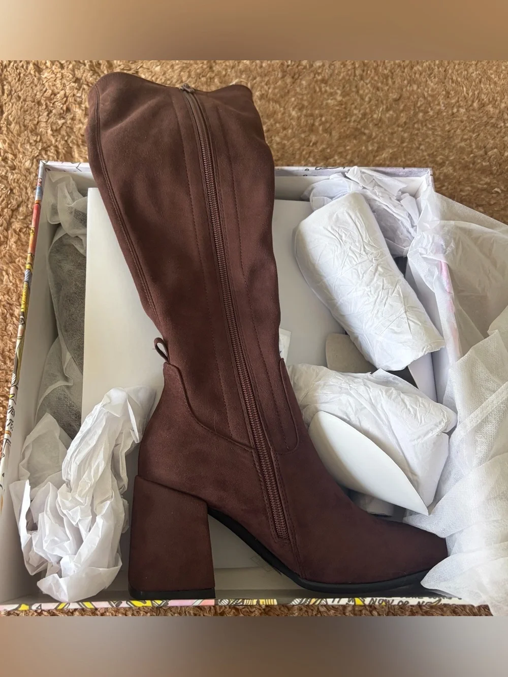 Women’s Sz 5.5 Jeffrey Campbell Hotlava Knee Length Boots in Dark Brown Suede